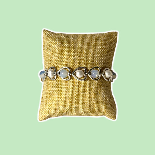 Pearl and Glass Opal Bracelet