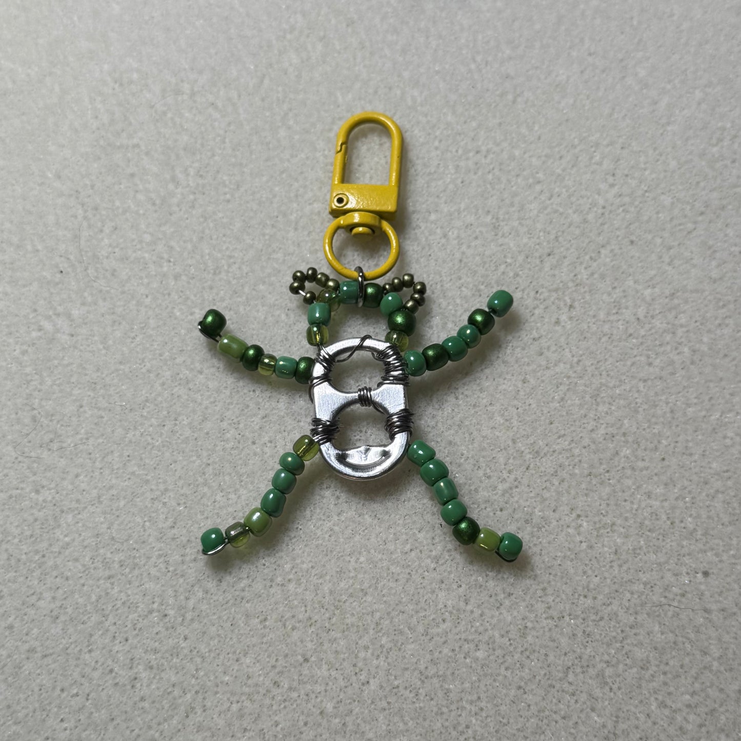 Soda Tab Beaded Frog Keychain