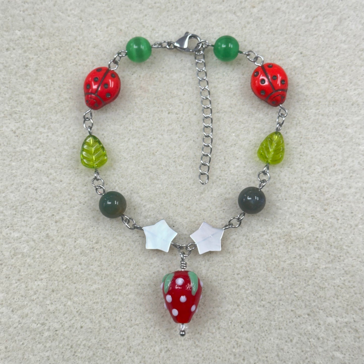 Strawberry Star Beaded Bracelet