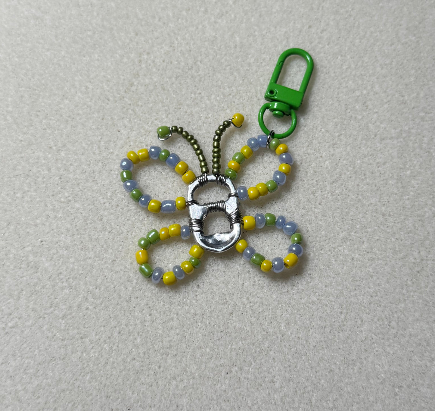 Soda Tab Beaded Butterfly Keychain