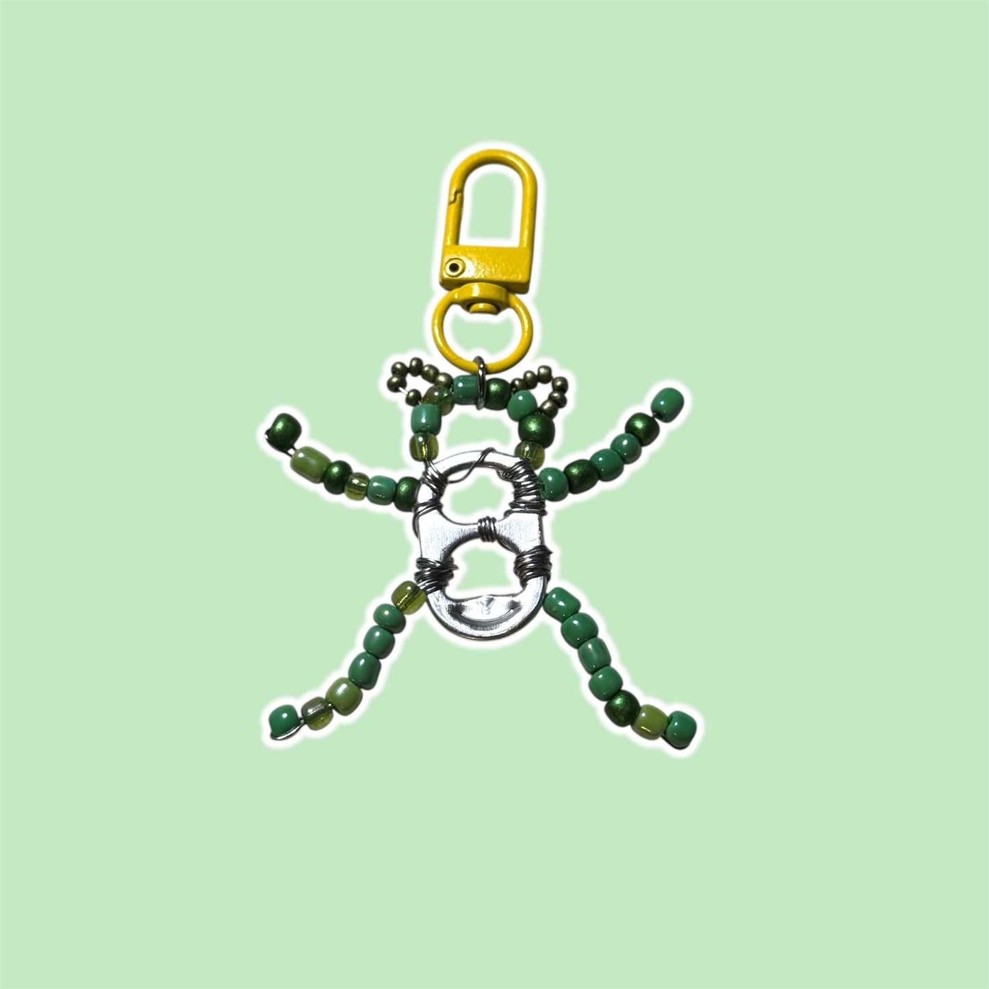 Soda Tab Beaded Frog Keychain