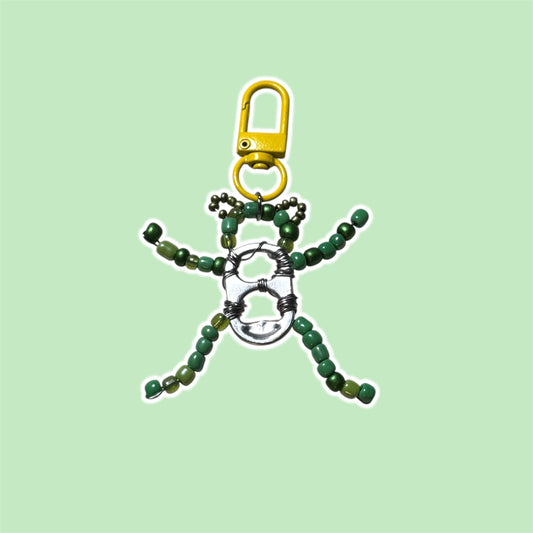 Soda Tab Beaded Frog Keychain