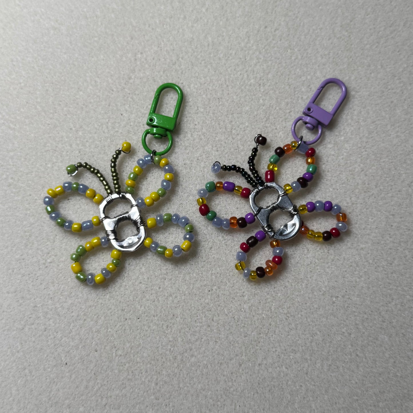 Soda Tab Beaded Butterfly Keychain