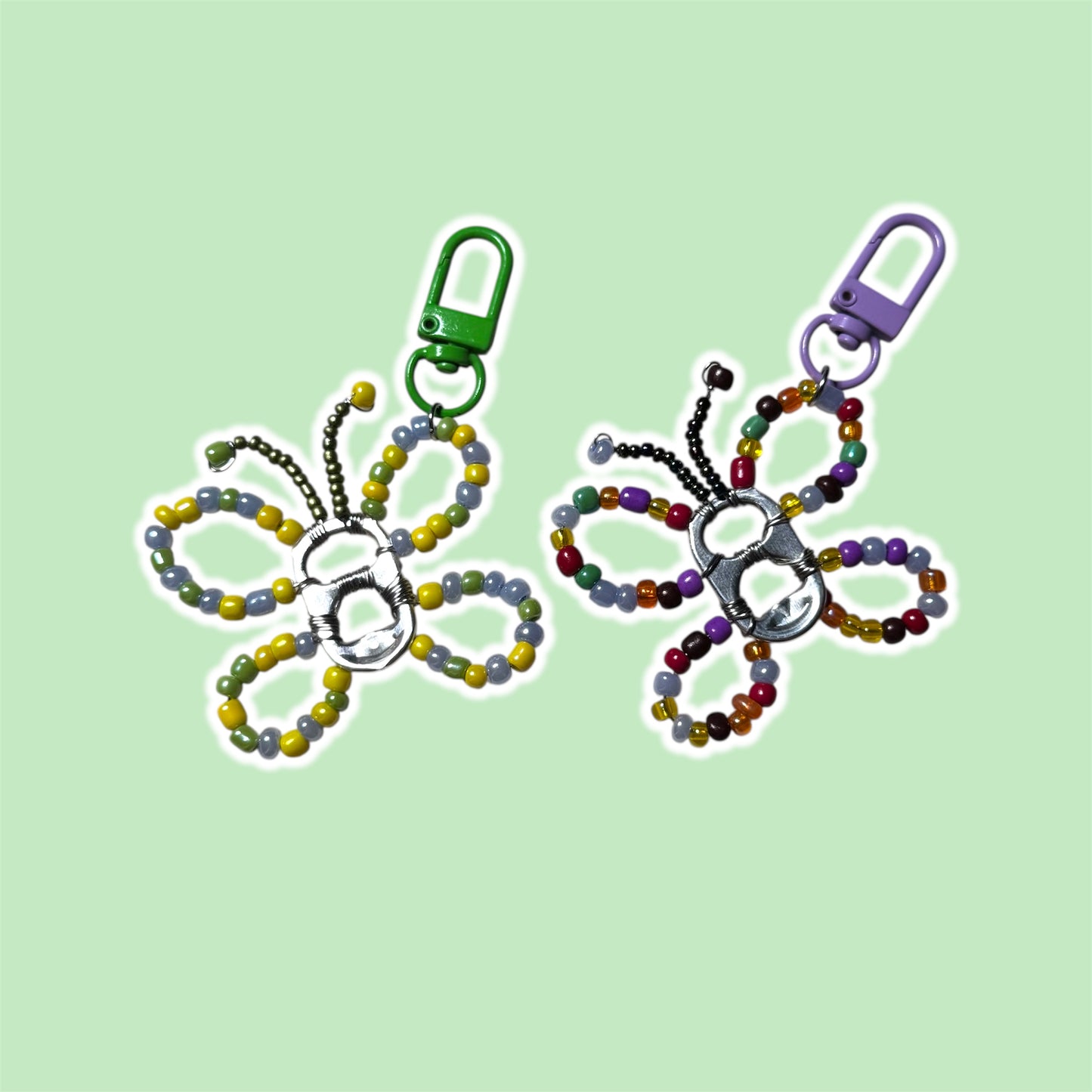 Soda Tab Beaded Butterfly Keychain