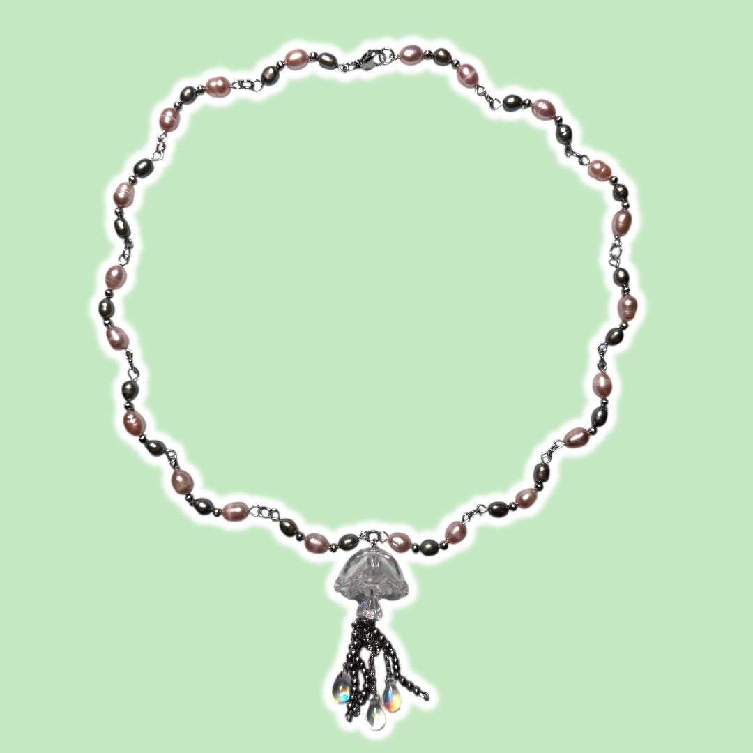 Pearl Jellyfish Beaded Necklace