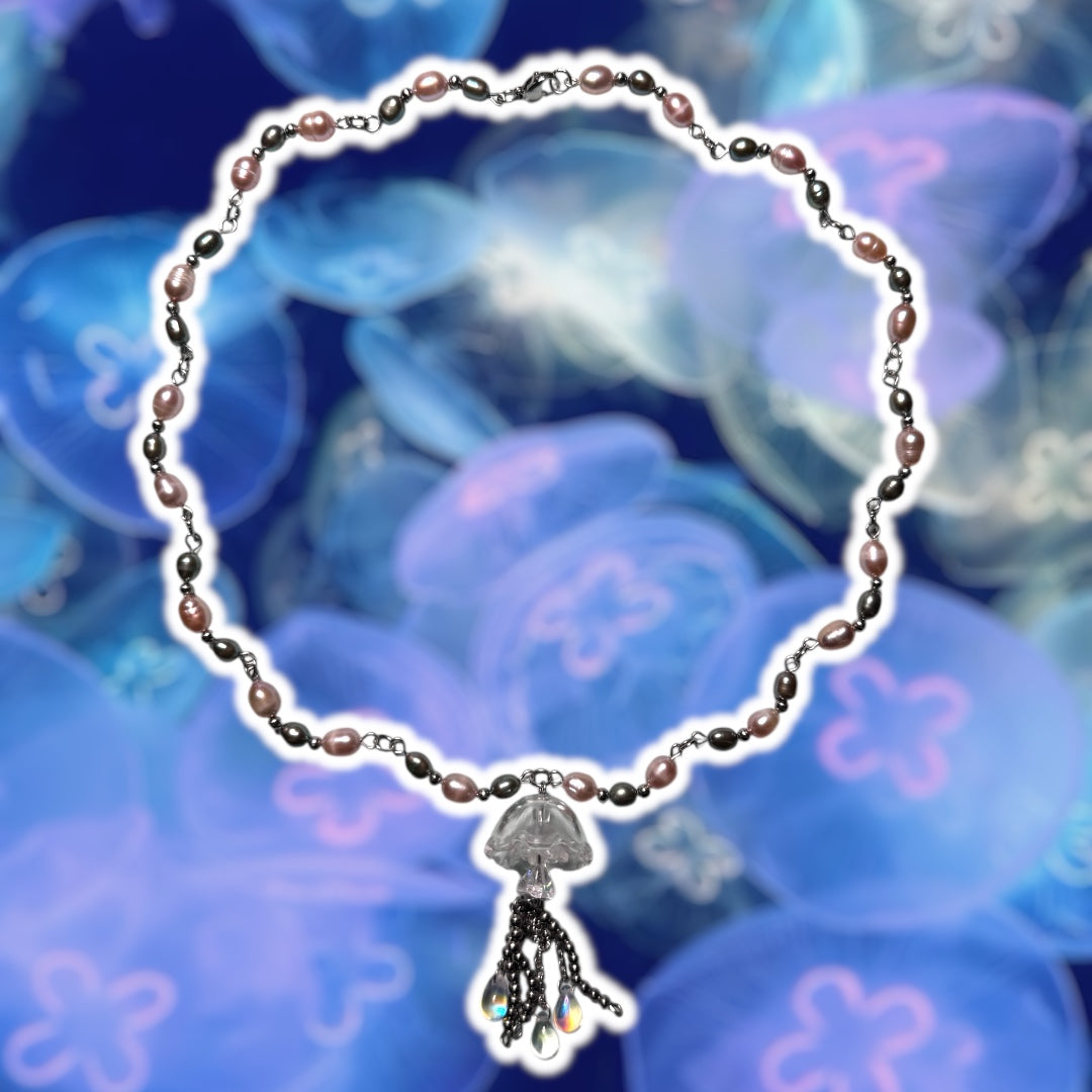 Pearl Jellyfish Beaded Necklace